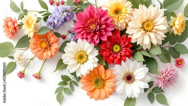 Obraz collection of flower on white background,isolated on white,clip art
