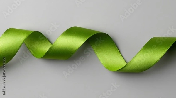 Obraz Green Satin Ribbon Symbolizing World Lymphoma Awareness and Global Health Support Initiative