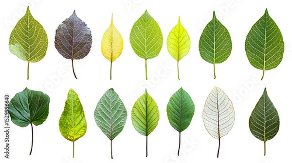 Obraz collection of leaf on white background ,seamless pattern background ,isolated on white ,
