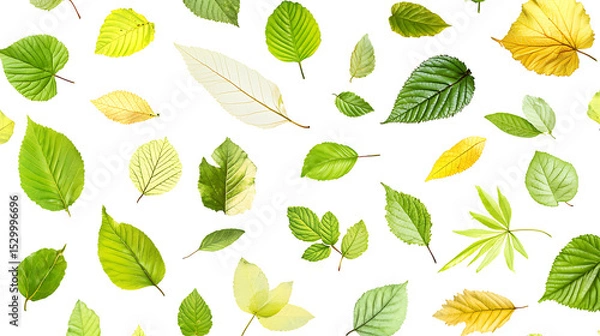 Fototapeta collection of leaf on white background ,seamless pattern background ,isolated on white ,
