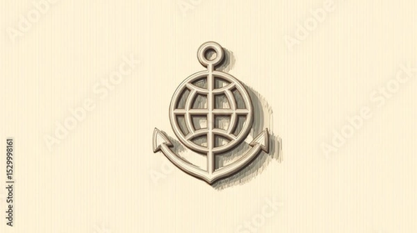 Obraz Global anchor icon symbolizing World Maritime Day and international ocean trade unity
