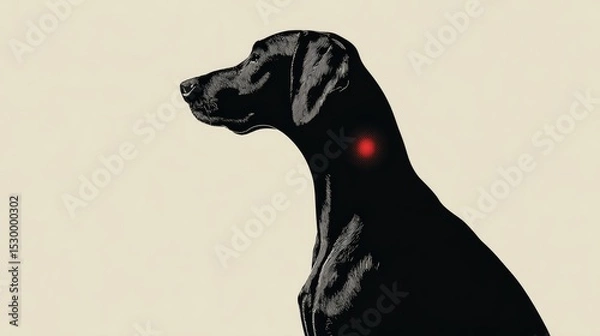 Obraz Graphic illustration of rabid dog highlighting infection symptoms for World Rabies Day awareness
