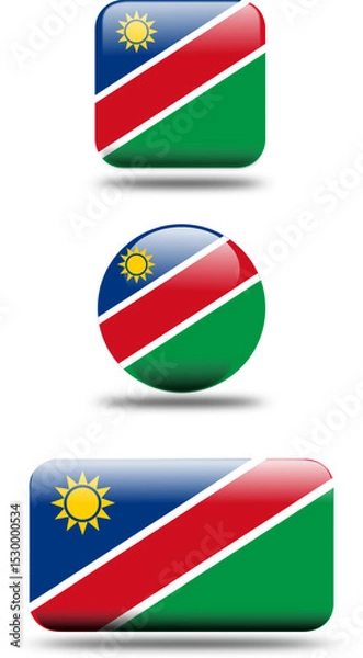 Fototapeta Complete 3D Flag Set of Namibia in Editable Vector