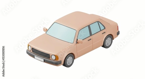 Obraz Isometric Car Illustration - Minimalist Vehicle Design