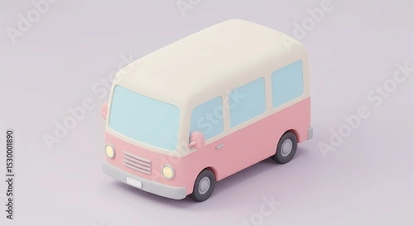 Obraz Pink and White Toy Bus Illustration
