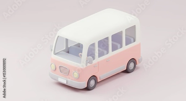 Obraz Pink and White Toy Bus - Miniature Vehicle