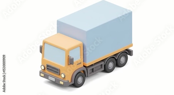 Obraz 3D Delivery Truck Model on White Background