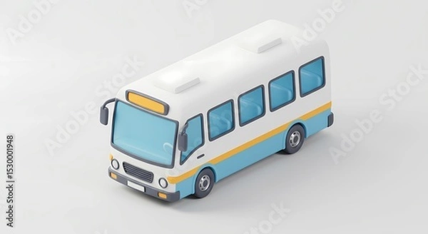 Obraz Cartoon Bus: Transportation Icon in 3D Render