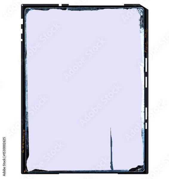 Obraz vintage 4x5 inch medium format camera sheet film,empty frame for pictures,flat lay. Comeback of analog film photography concept, free copy space,white background.

