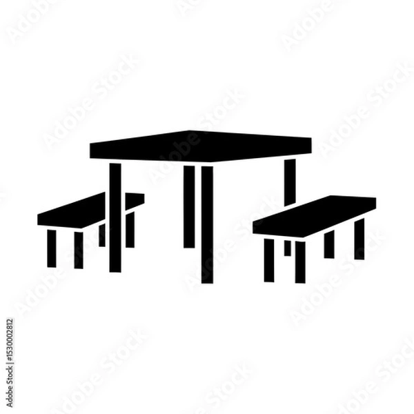 Fototapeta Vector icon of a traditional Oktoberfest table and benches