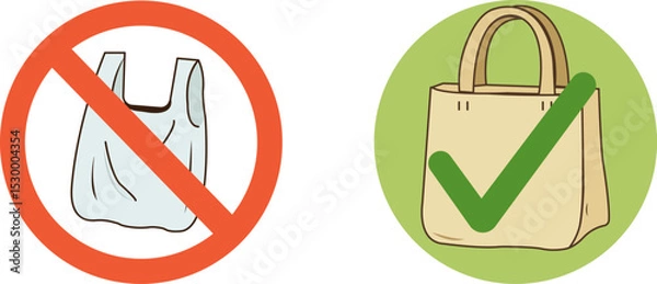 Obraz Ecological concept -plastic bag and eco friendly bag