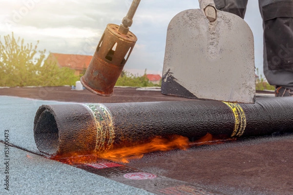 Fototapeta Dachdecker - Dach abdichten