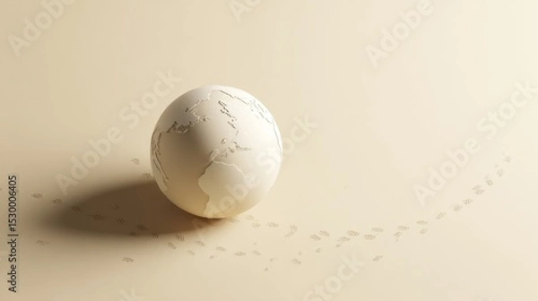 Obraz Soft minimal globe and footprints symbolizing global exploration for World Tourism Day designs