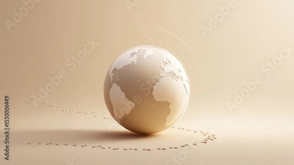 Obraz Soft minimal globe and footprints symbolizing global exploration for World Tourism Day designs