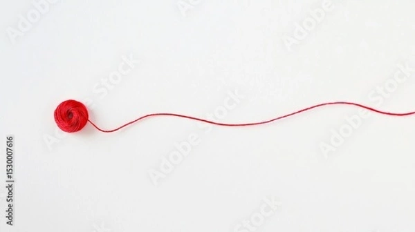 Fototapeta Single Red Thread Symbolizing Human Connection and Unity Concept