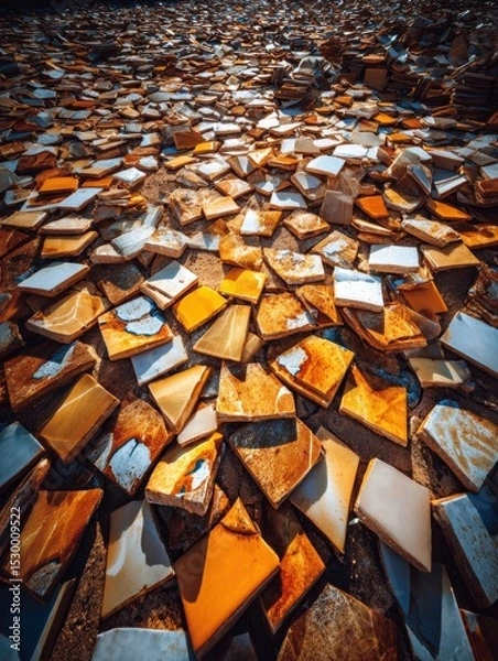 Fototapeta Colorful fragments of broken tiles.