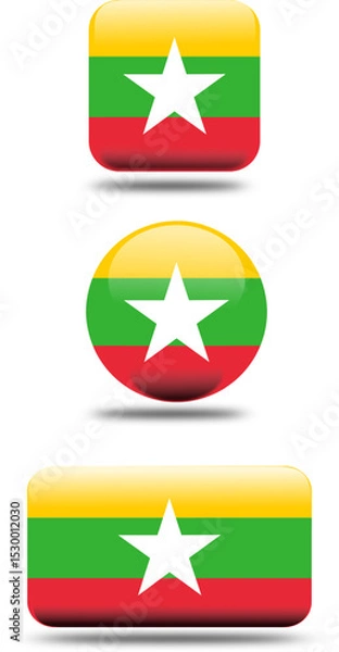 Obraz 3D Flag Set of Myanmar with High Detail and Realism