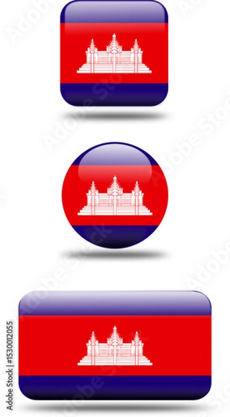 Obraz Complete 3D Flag Set of Cambodia in Editable Format