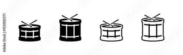 Obraz Drum icons in flat and outline vector design. Music instrument symbols for rhythm and percussion