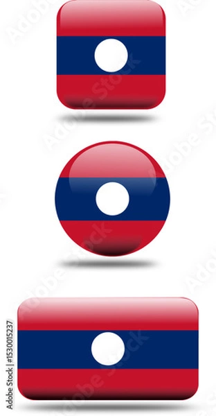 Fototapeta Full 3D Flag Set of Laos in Vector Format