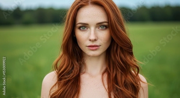 Obraz Woman with red hair in a field