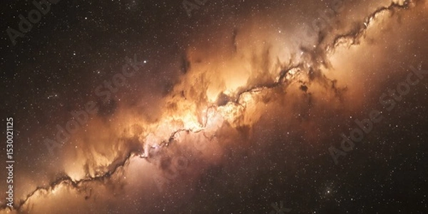 Fototapeta A captivating view of a celestial nebula with glowing clouds and scattered stars in deep space
