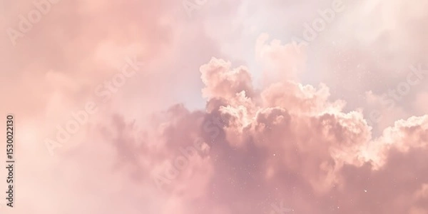 Fototapeta A dreamy view of soft pink clouds filling the sky with a gentle and ethereal atmosphere aloft