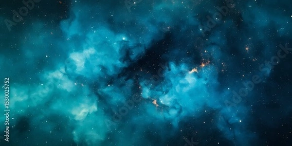 Fototapeta An illustration of a nebula with shades of blue and white and small stars scattered around it