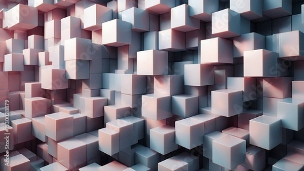 Fototapeta A dense arrangement of light colored cubes creating a textured and abstract background design