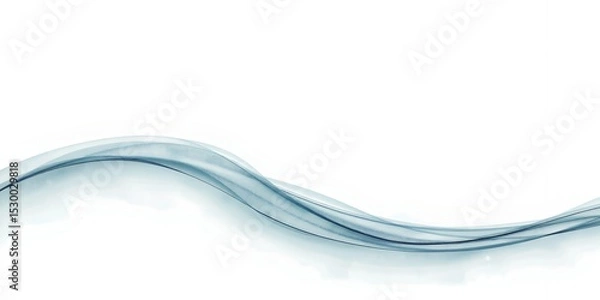 Fototapeta Abstract light blue wave design element on a clean white background for modern aesthetics