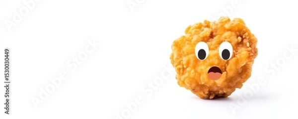 Obraz Surprised Fried Chicken Nugget Cartoon Character on White, nugget, food