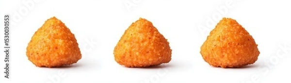 Obraz Three Golden Arancini on White, Fried Food, Appetizer