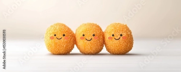 Obraz Three Happy Orange Tots Sweet Potato Smiles, Cute , Kawaii