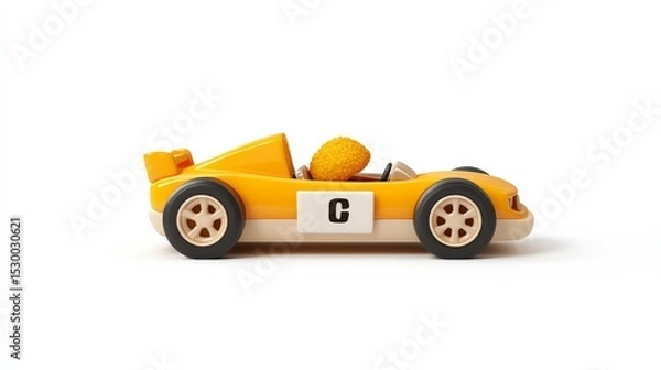 Obraz Toy Yellow Race Car with C and Nugget Driver,Play ,Childhood