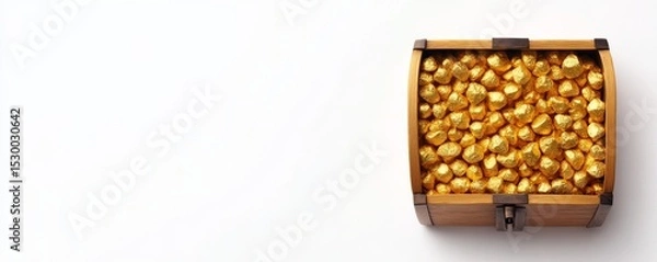 Obraz Treasure Chest Overflowing with Gold Nuggets, Wealth , Fortune