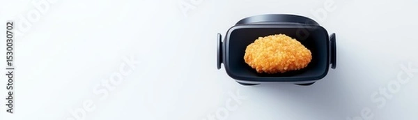Obraz Virtual Bite Crispy Fried Chicken in VR Headset, food tech, VR gaming