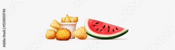 Obraz Watermelon Slice and Pastries, Food , Still Life