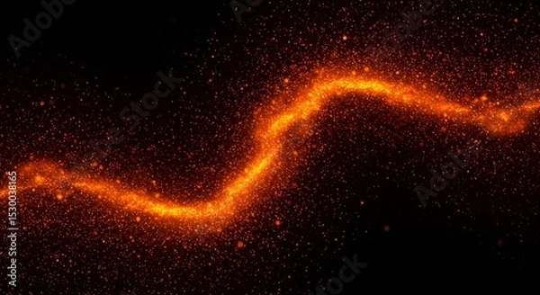 Fototapeta Abstract Orange Particle Sparkle Glitter Wave on a Dark Background