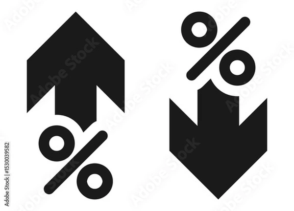 Fototapeta percentage icons, percent arrows icon set . with increase arrow up icon, decrease arrow down icon . profit and lose money vector icons