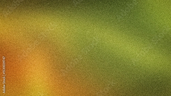 Fototapeta Warm 4K abstract background blending vibrant green and golden yellow with subtle orange and brown hues, featuring a grainy texture. Ideal for natural and organic designs