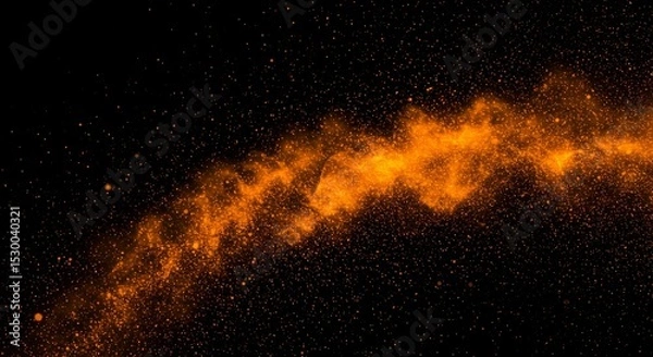 Fototapeta Abstract Orange Sparks Glitter Particle Motion on Black Background