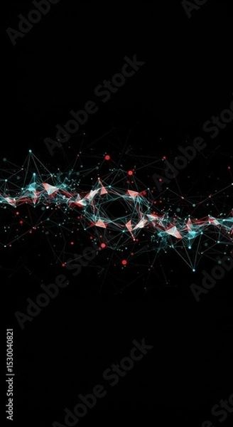 Fototapeta Abstract Particle Background in Black Red and Blue Wave Illustration