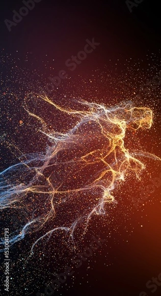Fototapeta Abstract Particle Horse Illustration Energy Motion Warm Light Sparkle