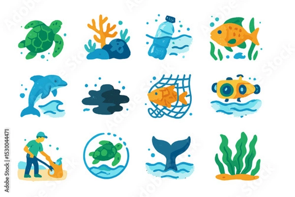 Fototapeta Environmental impact on marine life: pollution and conservation efforts