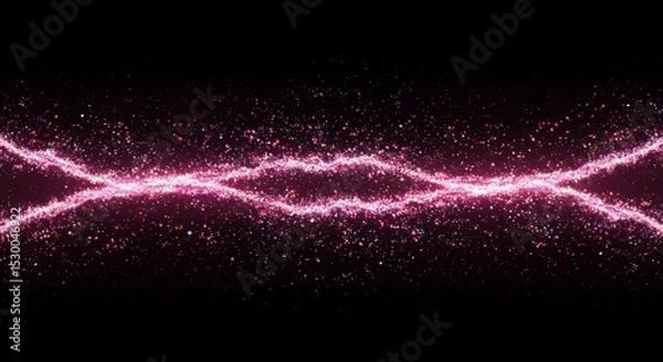 Fototapeta Abstract Pink Glitter Sparkle Particle Waves on Black Background