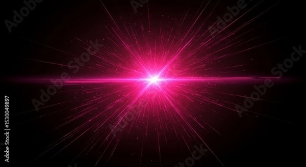 Fototapeta Abstract Pink Light Burst Explosion Background in Dark Space Design