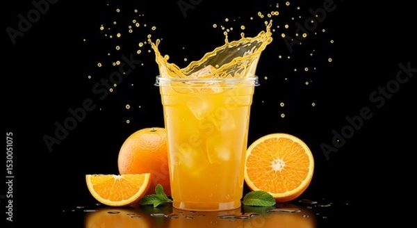 Fototapeta Orange Juice Splash: Refreshing Citrus Burst
