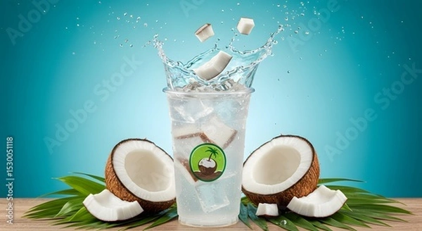 Fototapeta Refreshing Coconut Water Splash