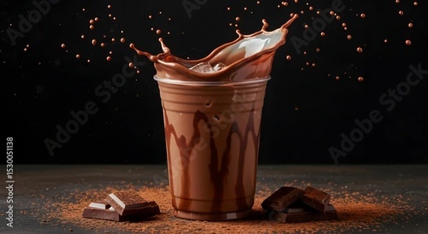 Fototapeta Chocolate Splash: A Refreshing Cocoa Drink