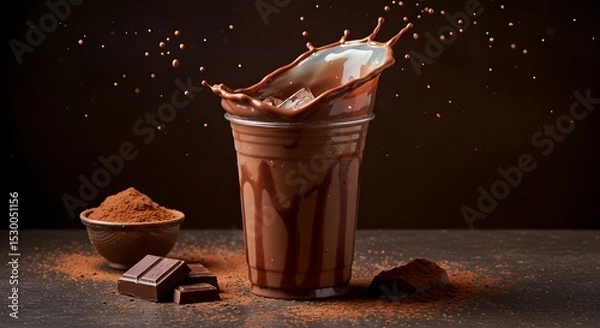 Obraz Chocolate Splash: Iced Drink with Cocoa Powder